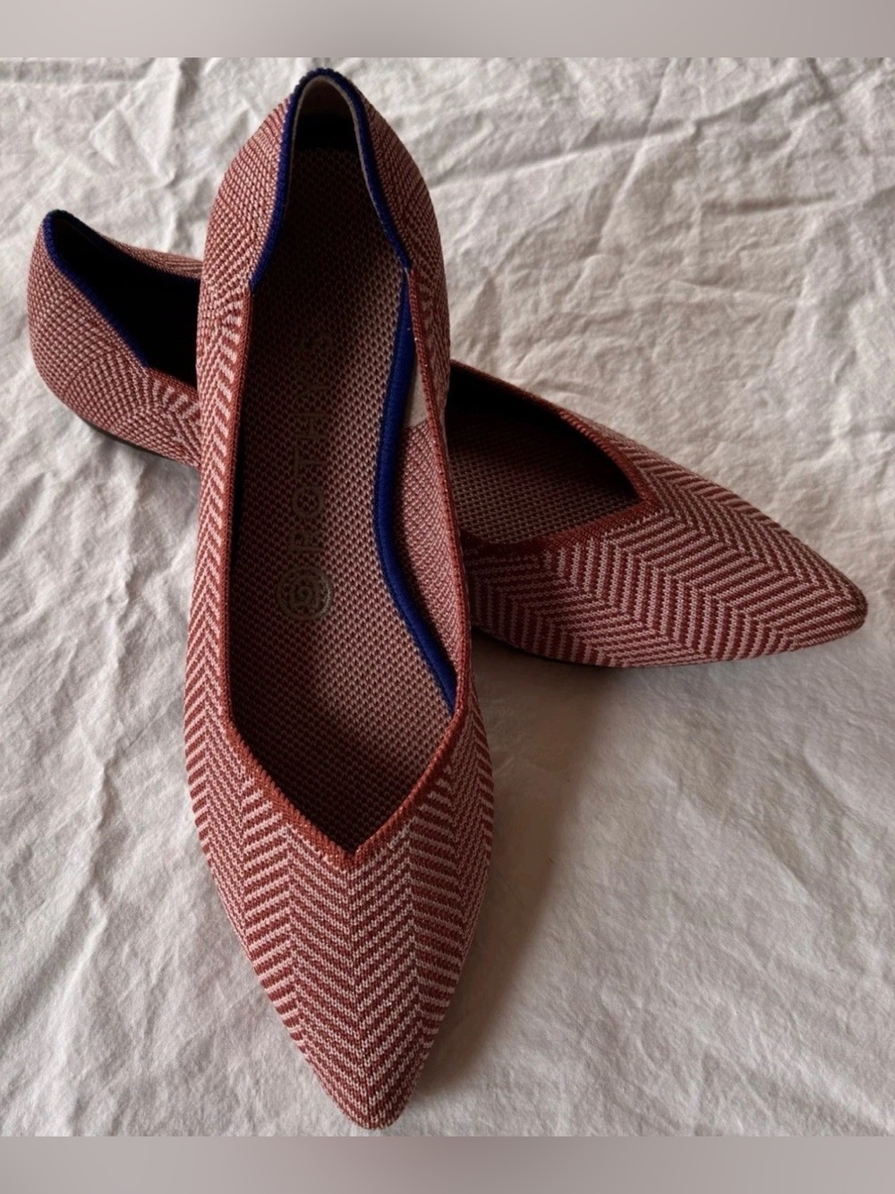 Rothy's The Point Flats Amber Metallic Herringbone Womens Size 8 - Picture 6 of 14